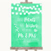 Mint Green Watercolour Lights Petals Wishes Confetti Personalized Wedding Sign