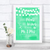 Mint Green Watercolour Lights Petals Wishes Confetti Personalized Wedding Sign