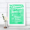 Mint Green Watercolour Lights Polaroid Picture Personalized Wedding Sign