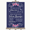 Navy Blue Pink & Silver Cheeseboard Cheese Song Personalized Wedding Sign