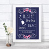 Navy Blue Pink & Silver Alcohol Says You Can Dance Personalized Wedding Sign