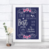Navy Blue Pink & Silver Date Jar Guestbook Personalized Wedding Sign
