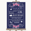 Navy Blue Pink & Silver Don't Post Photos Facebook Personalized Wedding Sign