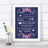 Navy Blue Pink & Silver Don't Post Photos Facebook Personalized Wedding Sign