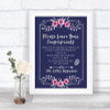 Navy Blue Pink & Silver Fingerprint Guestbook Personalized Wedding Sign