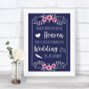 Navy Blue Pink & Silver Heaven Loved Ones Personalized Wedding Sign