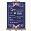 Navy Blue Pink & Silver I Spy Disposable Camera Personalized Wedding Sign