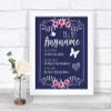 Navy Blue Pink & Silver Important Special Dates Personalized Wedding Sign