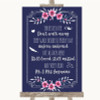 Navy Blue Pink & Silver In Loving Memory Personalized Wedding Sign