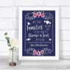 Navy Blue Pink & Silver As Families Become One Seating Plan Wedding Sign