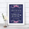 Navy Blue Pink & Silver In Our Thoughts Personalized Wedding Sign