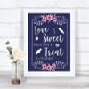 Navy Blue Pink & Silver Love Is Sweet Take A Treat Candy Buffet Wedding Sign