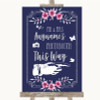 Navy Blue Pink & Silver Photobooth This Way Right Personalized Wedding Sign