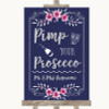 Navy Blue Pink & Silver Pimp Your Prosecco Personalized Wedding Sign