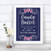 Navy Blue Pink & Silver Candy Buffet Personalized Wedding Sign