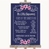 Navy Blue Pink & Silver Rules Of The Dance Floor Personalized Wedding Sign