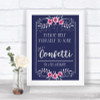 Navy Blue Pink & Silver Take Some Confetti Personalized Wedding Sign