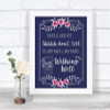 Navy Blue Pink & Silver Wishing Well Message Personalized Wedding Sign