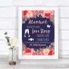 Navy Blue Blush Rose Gold Alcohol Bar Love Story Personalized Wedding Sign