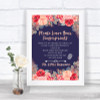 Navy Blue Blush Rose Gold Fingerprint Guestbook Personalized Wedding Sign