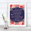 Navy Blue Blush Rose Gold In Loving Memory Personalized Wedding Sign