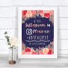 Navy Blue Blush Rose Gold Instagram Hashtag Personalized Wedding Sign