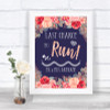 Navy Blue Blush Rose Gold Last Chance To Run Personalized Wedding Sign