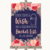 Navy Blue Blush Rose Gold Bucket List Personalized Wedding Sign