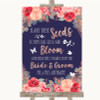 Navy Blue Blush Rose Gold Plant Seeds Favours Personalized Wedding Sign