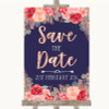 Navy Blue Blush Rose Gold Save The Date Personalized Wedding Sign