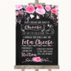 Chalk Style Watercolour Pink Floral Cheeseboard Cheese Song Wedding Sign