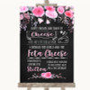 Chalk Style Watercolour Pink Floral Cheesecake Cheese Song Wedding Sign