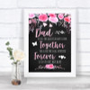 Chalk Style Watercolour Pink Floral Dad Walk Down The Aisle Wedding Sign
