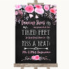 Chalk Watercolour Pink Floral Dancing Shoes Flip-Flop Tired Feet Wedding Sign