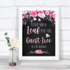 Chalk Style Watercolour Pink Floral Guest Tree Leaf Personalized Wedding Sign