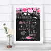 Chalk Watercolour Pink Floral Guestbook Advice & Wishes Mr & Mrs Wedding Sign