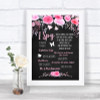 Chalk Style Watercolour Pink Floral I Spy Disposable Camera Wedding Sign