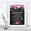 Chalk Style Watercolour Pink Floral Instagram Photo Sharing Wedding Sign