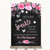 Chalk Watercolour Pink Floral Let Love Sparkle Sparkler Send Off Wedding Sign