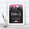 Chalk Style Watercolour Pink Floral Let Them Eat Cake Personalized Wedding Sign