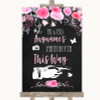 Chalk Style Watercolour Pink Floral Photobooth This Way Right Wedding Sign