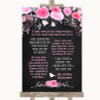 Chalk Style Watercolour Pink Floral Romantic Vows Personalized Wedding Sign