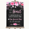 Chalk Style Watercolour Pink Floral Sign a Heart Personalized Wedding Sign