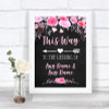 Chalk Style Watercolour Pink Floral This Way Arrow Left Wedding Sign