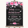 Chalk Style Watercolour Pink Floral Today I Marry My Best Friend Wedding Sign