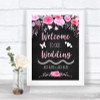 Chalk Style Watercolour Pink Floral Welcome To Our Wedding Sign