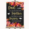 Pink Coral Orange & Purple Dad Walk Down The Aisle Personalized Wedding Sign