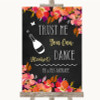 Pink Coral Orange & Purple Alcohol Says You Can Dance Personalized Wedding Sign