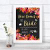 Pink Coral Orange & Purple Here Comes Bride Aisle Personalized Wedding Sign