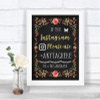 Chalk Style Blush Pink Rose & Gold Instagram Hashtag Personalized Wedding Sign